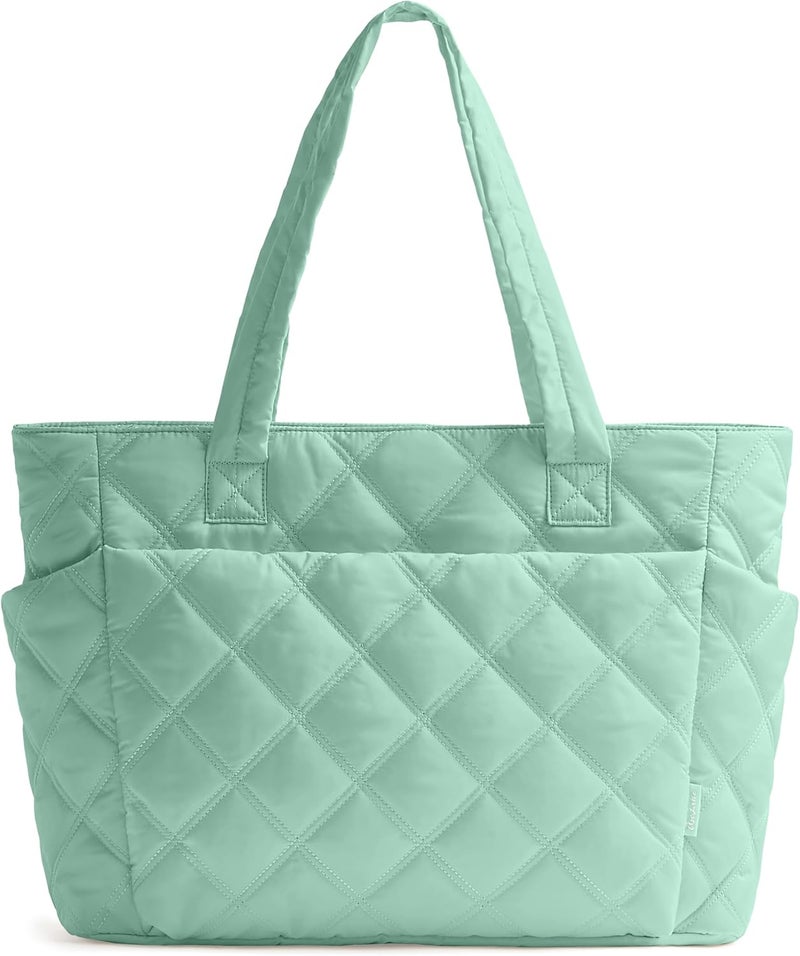 Uselike Tote Bag for Women, Lightweight Puffer Tote Work Bags with Compartments for Travel, Quilted Shoulder Bag with Zipper - Image 1
